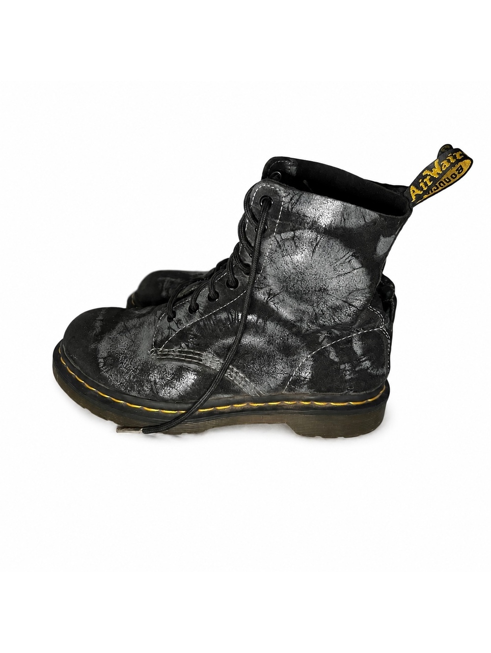 Dr. Martens 1460 Tie Dye Black Gray Leather Boots Size 8 - Picture 3 of 6